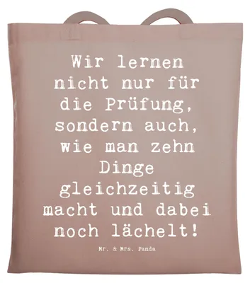 Produktbild von Mr. & Mrs. Panda Tote Bag Spruch Auszubildende Lächeln - Braun Pastell - Geschenk, Ausbildung, Ausbildungsverlauf, Berufe, Berufstraining, Lehrlinge, Jutebeutel, Beruf