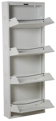 Schuhschrank, Metall, 4 Schubladen, 50x15x136 cm, Weiß