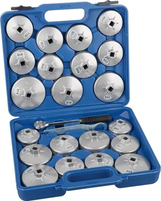 Produktbild von 23-teiliger Ölfilterkappenschlüssel-Set aus Aluminiumlegierung - 1/2" - mit Aufbewahrungskoffer - Werkzeug - Automobilbranche
