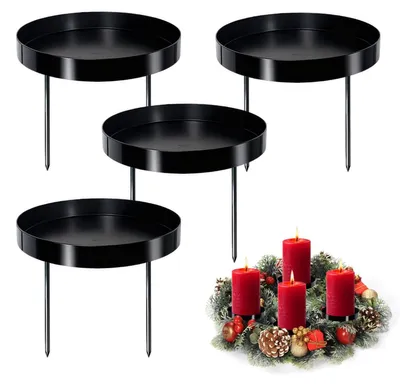 Kerzenhalter Adventskranz, 4 Stück, Schwarz, 6/8 cm