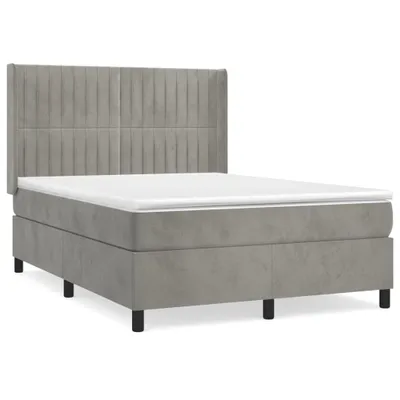 Produktbild von vidaXL Boxspringbett mit Matratze Hellgrau 140x200 cm Samt