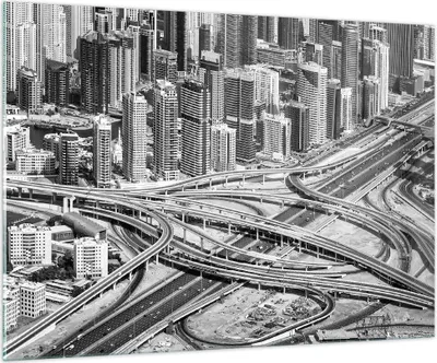Produktbild von Bilder auf glas - Einteilig - Stadt Wolkenkratzer Autobahn - 100x70cm - Glasbilder - Wandbilder - Bilder - Wanddekoration aus Glas - Glas Bilder - Wandbild auf Glas - GAA100x70-5065
