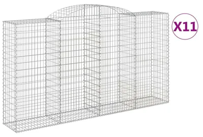 Productafbeelding van vidaXL Gabionen met hoge boog, 11 stuks, 300x50x160/180 cm, verzinkt staal