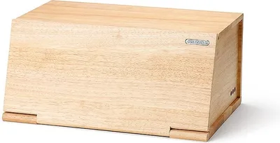 Produktbild von Continenta Brotkasten aus Gummibaumholz - 40 x 26 x 18,5 cm - Mit Klappdeckel als Schneidebrett und Belüftungsöffnungen
