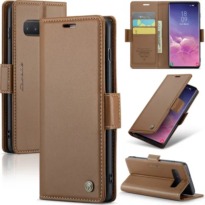 Produktbild von Galaxy S10 Hülle, Leder Brieftasche Kartenfach Schutzhülle mit Standfunktion für Samsung Galaxy S10 Braun