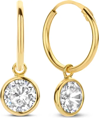 Produktbild von New Bling 9NBG-0451 Gold-Ohrringe - Damen - mit Anhänger - Zirkonia - 6,4 mm Durchmesser - Ohrringe - 12 x 1,3 mm - 14 Karat - Gold