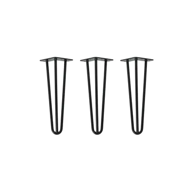 Produktbild von Natural Goods Berlin HAIRPIN Legs, Haarnadelbeine, Möbelfüße, Tischbeine, Schwarz, 35 cm, 3 Streben, 3 Stück