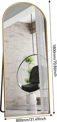 Produktbild von Ganzkörperspiegel - Stand- und Wandspiegel - 180 x 80 cm - Freistehend oder wandmontiert - Modernes Design - Stabile Ausführung - Gold