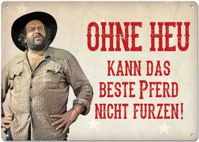 Produktbild von Bud Spencer Blechschild Ohne Heu kann das beste Pferd... 10 x 15 cm