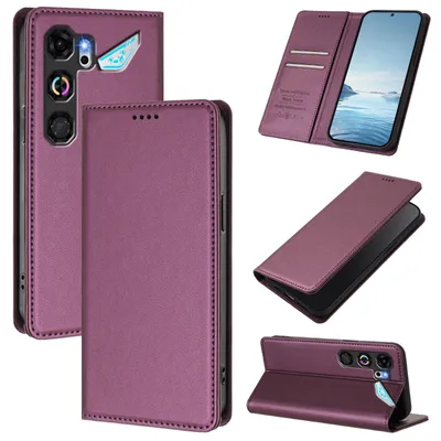 Obrázek produktu pro Kožené pouzdro pro ZTE nubia Neo 5 GT, magnetické flipové pouzdro zPolyuretankůže se stojánkem Fialová