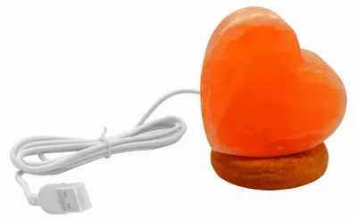 Produktbild von HAF Beleuchtete USB Salzlampe HERZ Rosa aus Kristallsalz – Handgefertigte Salzkristall LED Deko Lampe – Als Tischlampe für Büro & Schlafzimmer