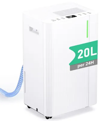 Immagine prodotto di Deumidificatore da 20 litri al giorno - Serbatoio da 4 litri - Silenzioso - Controllo automatico dell'umidità