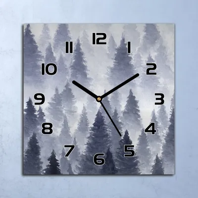 Produktbild von Wanduhr Echt-Glas-Küchenuhr Wald Landschaft Quarz Lautlos 30x30 Deko Bilder
