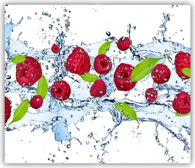 Produktbild von Tulup Glas Herdabdeckplatte Glaskeramikkochfeld-Abdeckung Spritzschutz Glasabdeckplatte Kochplattenabdeckung und Schneidebrett - Einteilig - 60x52 cm Himbeeren und Wasser