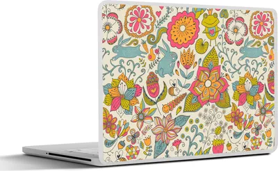 Produktbild von MuchoWow® Laptop Aufkleber Sticker Cover Mädchen - Kaninchen - Frosch - Muster - Mädchen - Kinder - Kinder - Kind 31x22.5 cm - Laptop-Deko