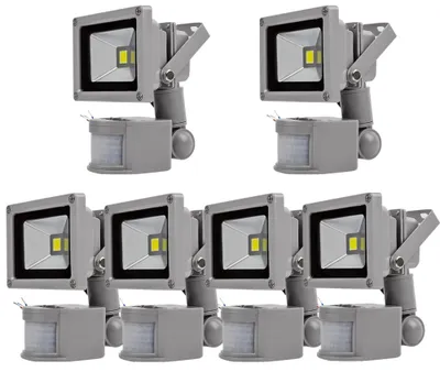 Immagine prodotto di Greenmigo 6 pezzi Faretti LED da 10 W, proiettori IP65, lampade per illuminazione da esterno, faretti a luce bianca fredda, faretti da parete, faretti da esterno con sensore di movimento PIR