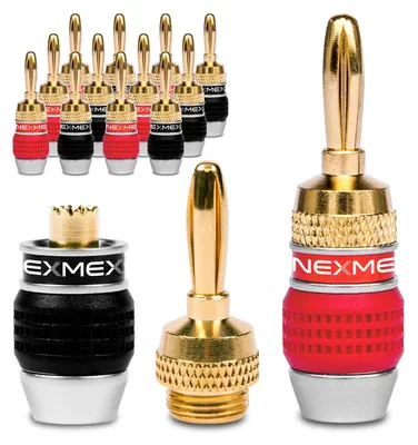Produktbild von Bananenstecker Vergoldet Steckverbinder 14x Stecker Set NEXMEX Lautsprecherkabel