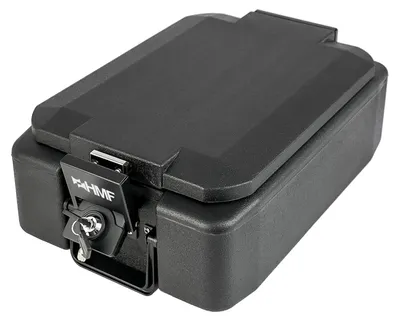 Produktbild von HMF 250442 Feuerfeste Dokumentenbox abschließbar, DIN A4, 41 x 28 x 15,5 cm, Schwarz