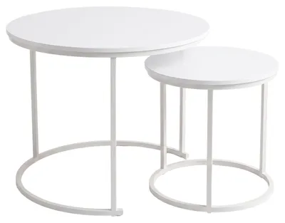 Obrázek produktu pro Sada 2 kulatých konferenčních stolků, Ø 60 cm x 50 cm - bílý