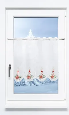 Produktbild von Scheibengardine Plauener Spitze - Adventslicht  (Bx H) 48cm * 55cm rot/Rot