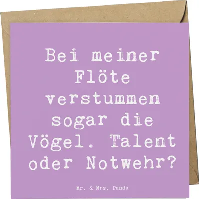 Produktbild von Mr. & Mrs. Panda Grußkarte Spruch Besondere Flöte - Lavendeltraum - Geschenk, anlasskarte, Holzblasinstrument, Glückwunschkarte, Klappkarte, Instrument, Lernen, Musiker