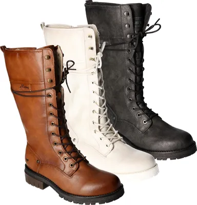 Produktbild von Mustang Damen Stiefel Langschaft Schnürung mit Ösen und Haken 1397-604, Größe:39 EU, Farbe:Grau