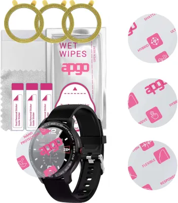 Produktbild von apgo 3 Stück Schutzglas, klar, kompatibel mit Garett Men 3S Smartwatch, Hybrid 8H, Ersatz für Hartglas, Displayschutzglas, Bildschirmschutz, Displayschutz, kratzfest