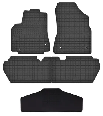 Image de Tapis de sol en caoutchouc + tunnel pour Peugeot Partner II 2008-2018 (break) – 5 pièces, noirs, sur mesure