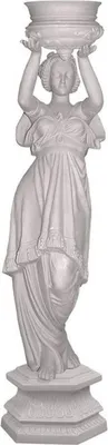 Produktbild von Casa Padrino Luxus Jugendstil Deko Skulptur Frau mit Blumentopf Grau H. 140 cm - Prunkvolle Keramik Statue - Handgefertigte Deko Figur - Garten & Terrassen Deko Accessoires
