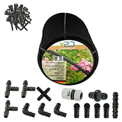 Produktbild von 50m CS Perlschlauch Premium Set zur Bewässerung von Beeten und Pflanzen mit bis zu 70% Wasserersparnis bei unterirdischer Verlegung