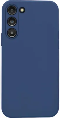 The back of a blue smartphone case is shown against a white background.