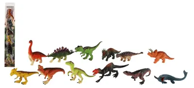 Zdjęcie produktu dla Zestaw 6 figurek dinozaurów, plastik, 2 rodzaje, zapakowane w blistrze, wymiary: 7x43 cm