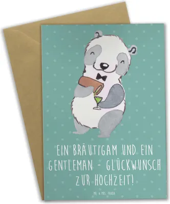 Produktbild von Mr. & Mrs. Panda Klappkarte Bräutigam Gentleman - Meeresbrise - Geschenk, besonderer Tag, osterkarten, genesungskarte, Heirat, hochzeitskarten, weihnachtskarten, Liebe