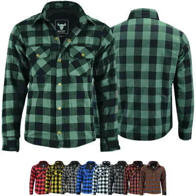 Produktbild von Herren Motorradhemd Lumberjack Holzfäller Hemd motorradjacke mit Protektoren, Größe:52/L, Farbe:Grün