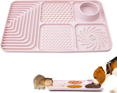 Imagen del producto de Alfombrilla de silicona para comida, 30x20 cm, antideslizante con ventosas, para perros y gatos