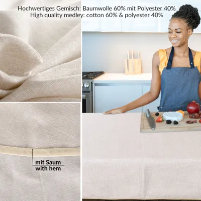 Produktbild von Tischdecke Textil Leinenoptik Beige Robust Wasserabweisend Breite 180 cm diverse Längen