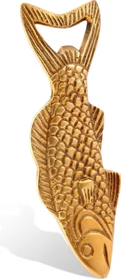 Produktbild von Flaschenöffner Fisch Design aus Messing antik 14,5x5cm Bieröffner Barzubehör