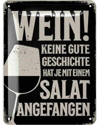 Produktbild von LANOLU retro Blechschilder Sprüche lustig, vintage Metallschild mit Spruch, Wein Küchenbild und Shabby Chic Wanddeko Küche 15x20cm