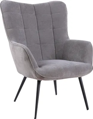 Produktbild von byLIVING Sessel Uta, Webstoff grau mit Ziersteppung, Beine Metall schwarz pulverbeschichtet