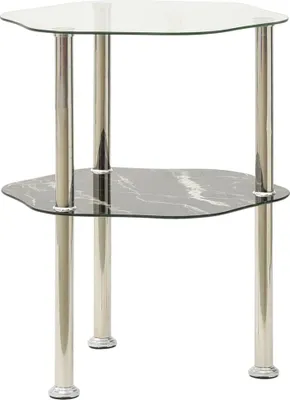 Produktbild von vidaXL Beistelltisch mit 2 Ablagen Transparent 38x38x50 cm Hartglas