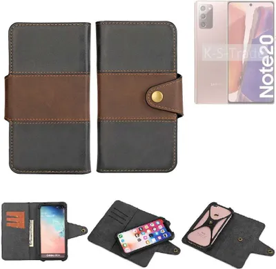 Produktbild von K-S-Trade Handyhülle Schutzhülle Hülle Bookstyle Wallet-Case kompatibel mit Samsung Galaxy Note20 LTE Bumper Rundumschutz schwarz-braun 1x