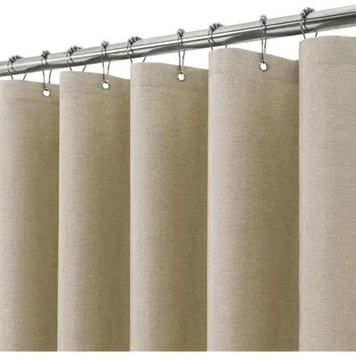 Produktbild von Duschvorhang Leinen mit Metallringen 182 x 244 cm Taupe Wasserdicht Anti Schimmel Stoff Textil