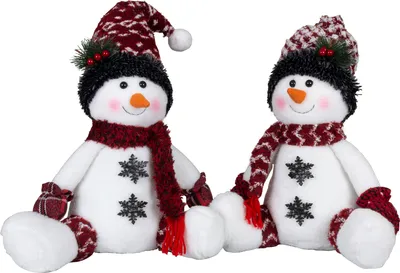 Produktbild von Schneemann 36cm (50cm) Pärchen, 2er Set Dekofigur Weihnachten