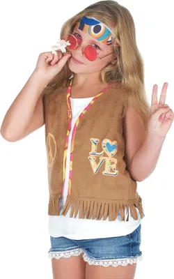 Produktbild von Hippie-Weste für Mädchen Faschingsaccessoire braun-bunt - 110/116 (5-6 Jahre)