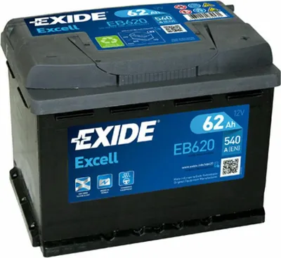 Produktbild von Exide Excell EB620, Plombierte Bleisäure (VRLA), 62 Ah, 12 V, 540 A, Auto, Wartungsfrei