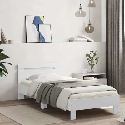 Obrázek produktu pro Rám postele s čelem a LED světly bílý 90x190 cm