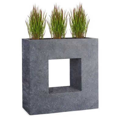 Produktbild von PFLANZWERK® Hochbeet Pflanzkübel VISTA 66cm LAVA ANTHRAZIT Premium Blumenkübel Fiberglas Lotus-Effekt Fiberglas - Frostbeständig - Handgefertigt -