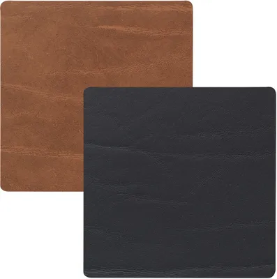 Image de LIND DNA Dessous de verre Buffalo - Cuir - Noir / Naturel - recto-verso - 10 x 10 cm