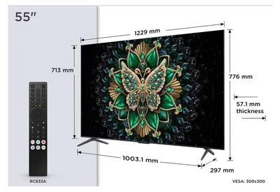Obrázek produktu pro TCL C6K 55C6K, 139,7 cm (55"), 3840 x 2160 px, QD-Mini LED, Smart TV, Wi-Fi, Metalická