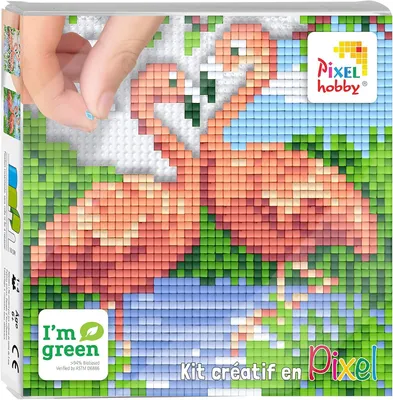 Produktbild von Pixelbild, 12 x 12 cm, Flamingo, Rosa